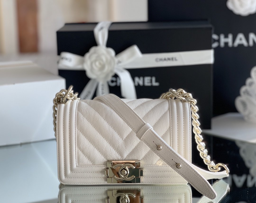 CHL - Mini Boy Flapbag White For Women 5.9in/15LO