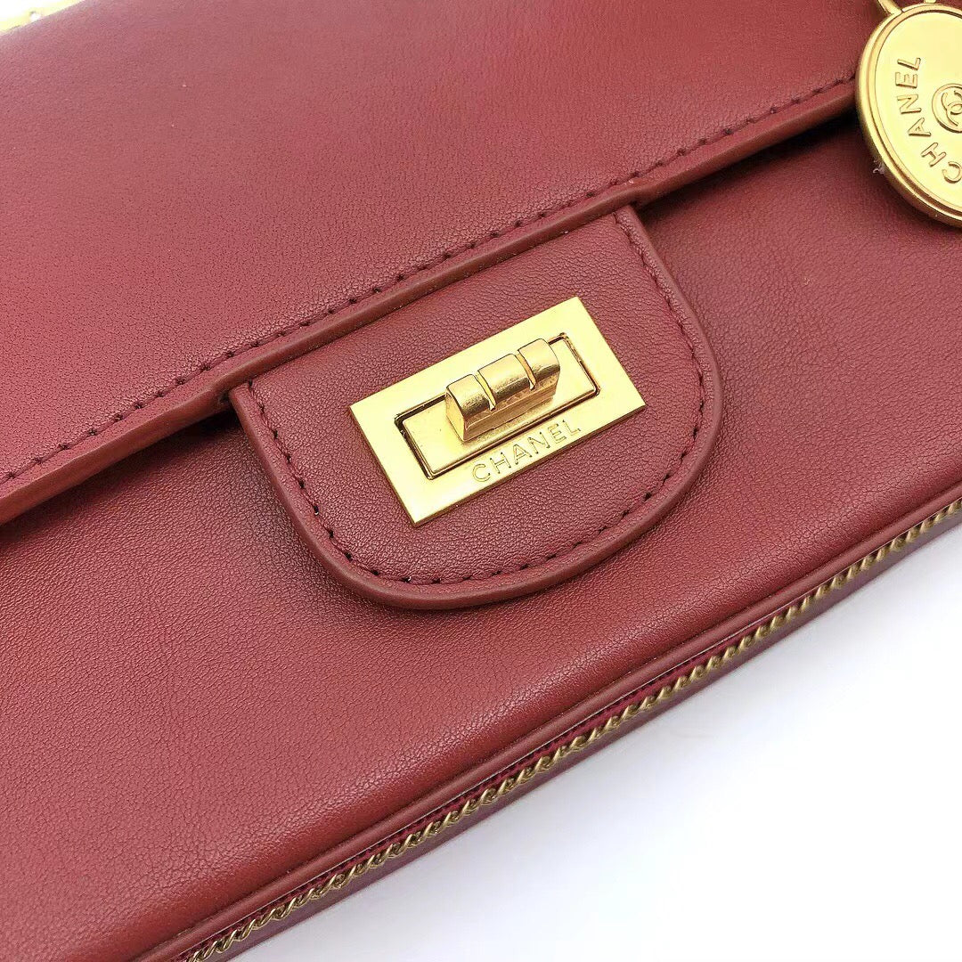 CHL - Maroon Medallion Nude Reissue 2.55 Classic 225 Flap Red Bag For Women 24LO/9.4in