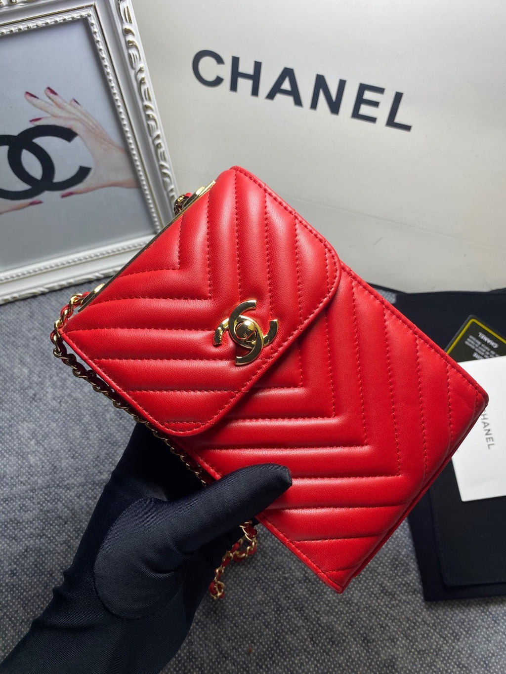CHL -  Chevron Trendy CHL -  Phone Red Bag For Women 18LO/7in