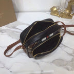 B-Berry - BB  Monogram Stripe E-Canvas Camera Bag Bridle Brown For Women, Bags 19.5LO/7.7LO