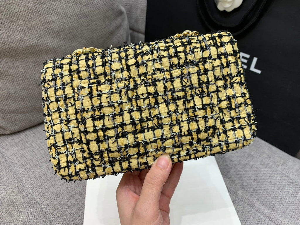 CHL - Mini Yellow Tweed Flap Bag For Women 20LO/7.5in