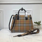B-Berry - BB  House Check Derby Medium Banner Purse Tote Black For Women, Women’s Bags 14in/35LO
