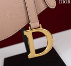 CD Saddle Bag with Strap Blush Pink Grained Calfskin