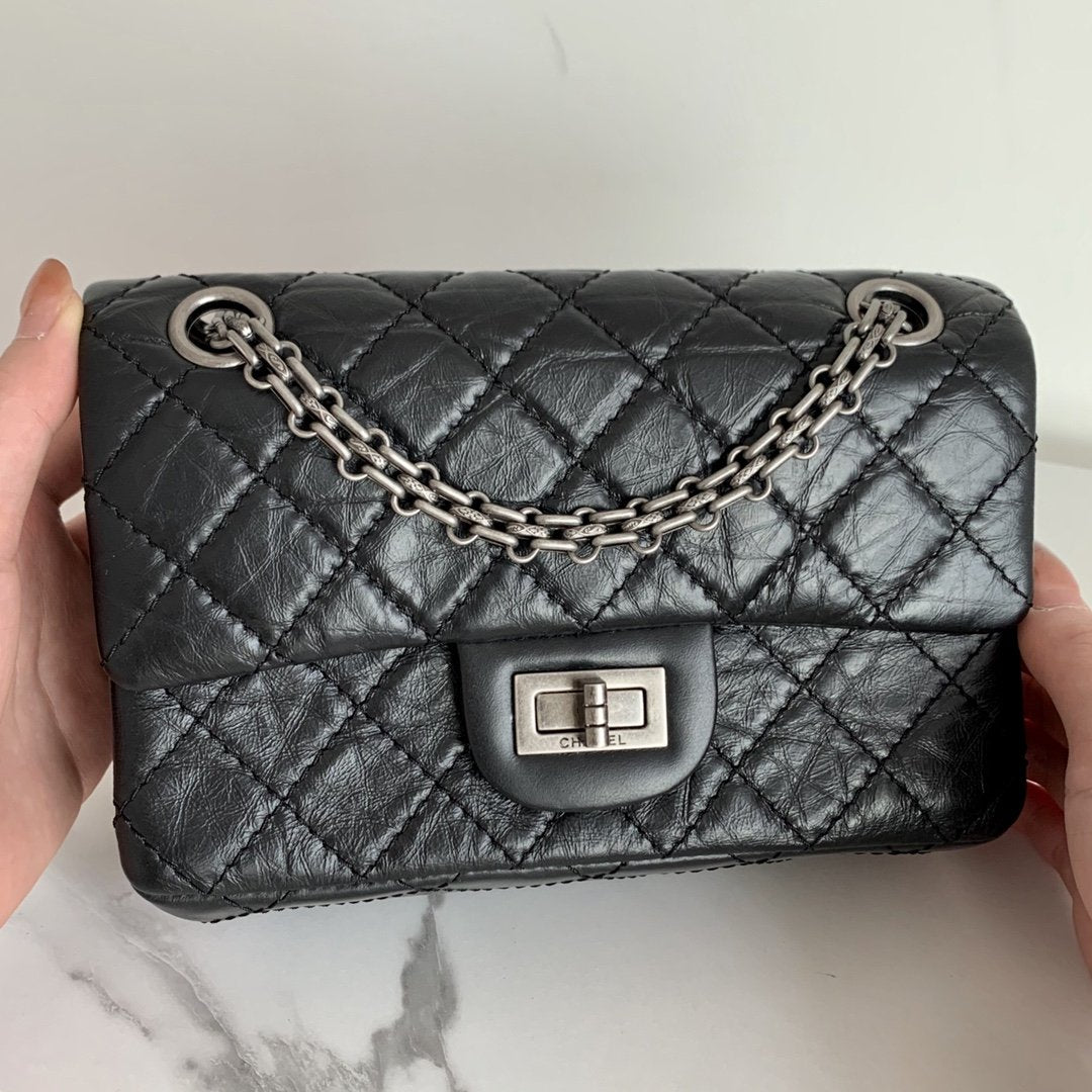 CHL - Mini 2.55 Handbag Black For Women SilLusso Official - Toned Hardware 7.8in/20LO AS0874 Y04634 94305