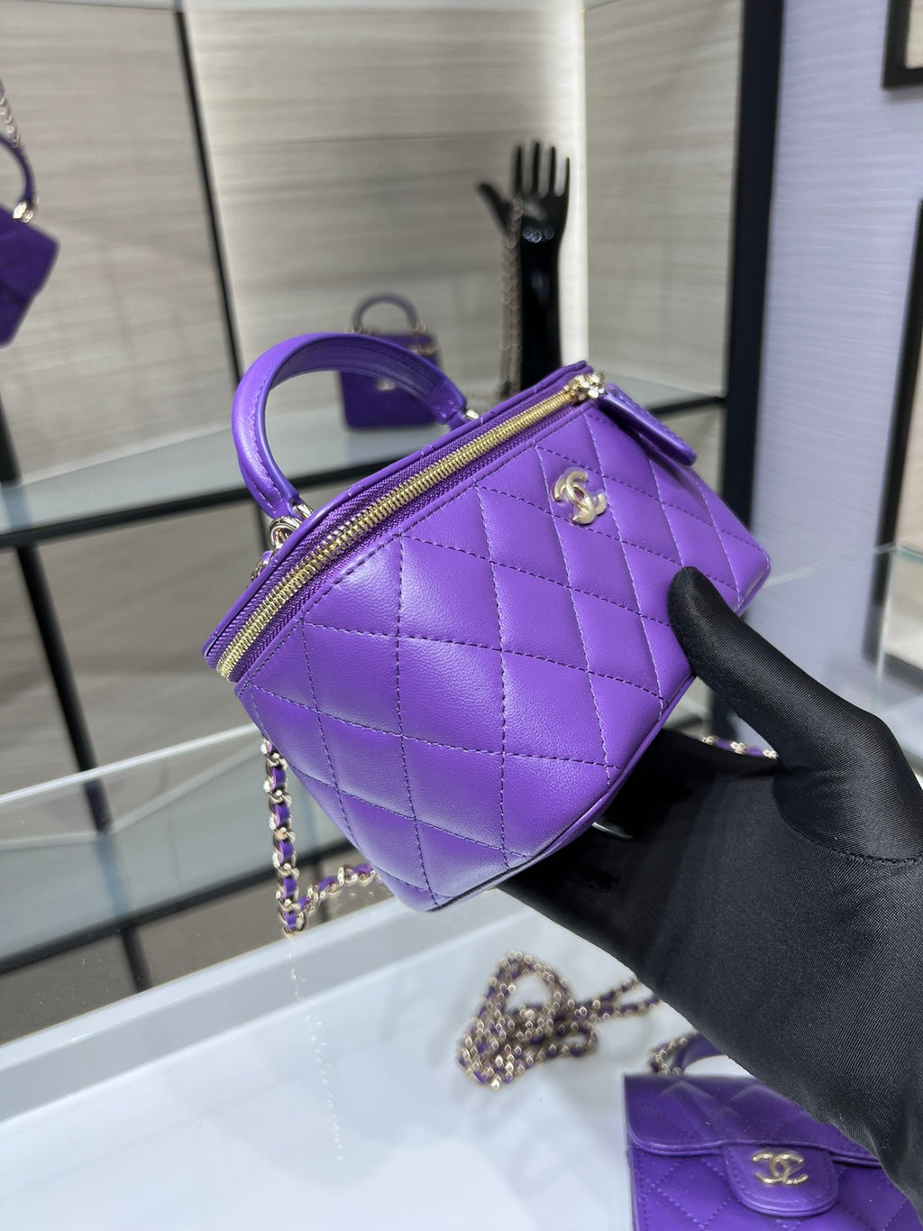 CHL - Vanity With Chain SilLusso Official - Hardware Purple For Women Handbags, Shoulder Bags 6.7in/17LO