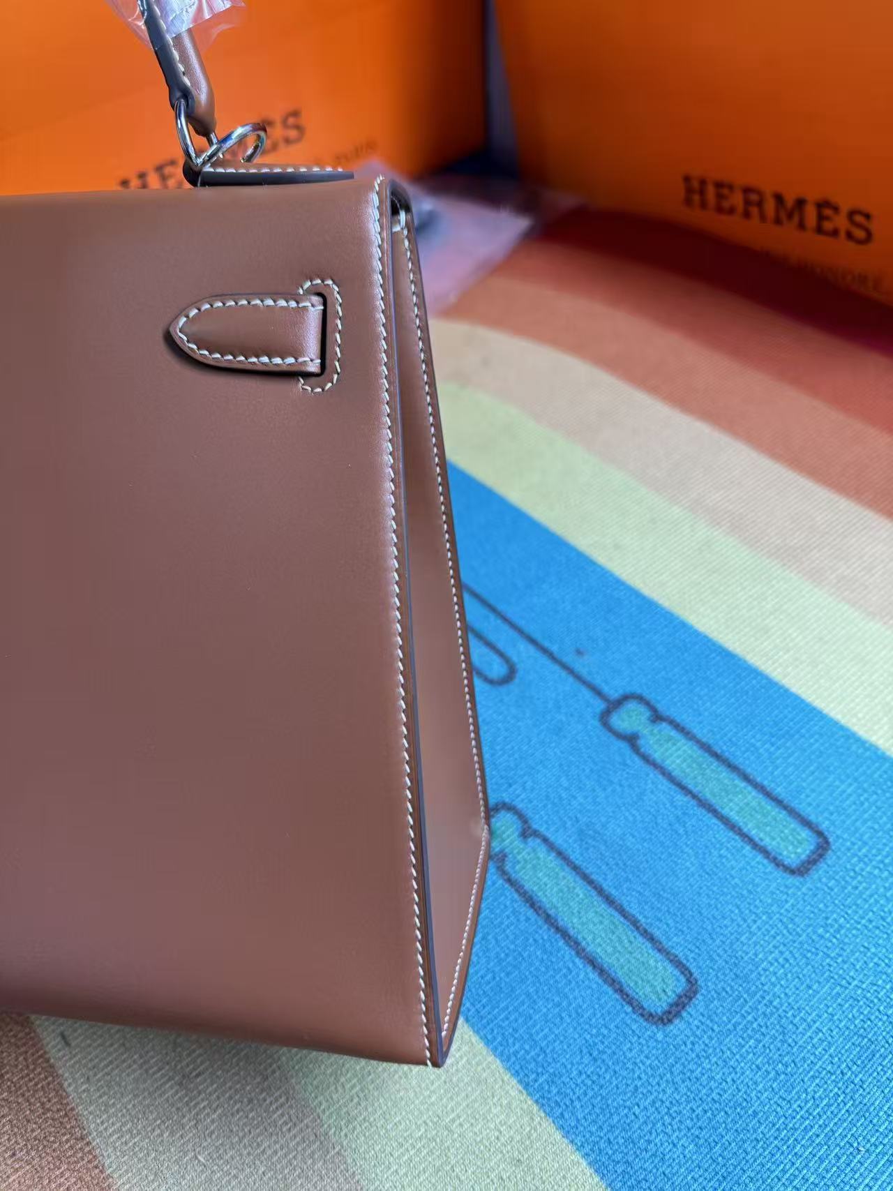 HM Birkin 25cm Brown Calfskin Sliver Hardware