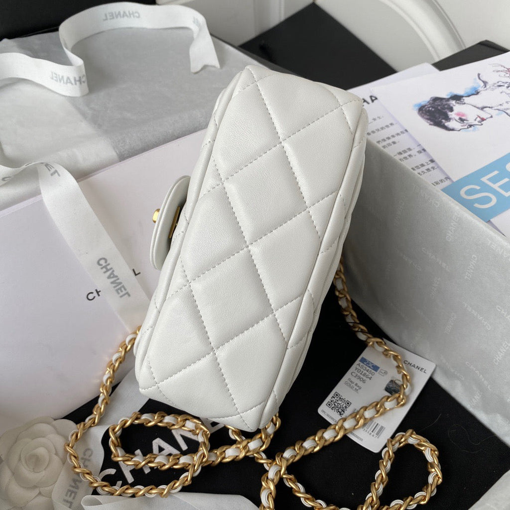 CHL - Small Flap Bag Gold Hardware White For Women Handbags, Shoulder Bags 7.9in/20LO AS3450