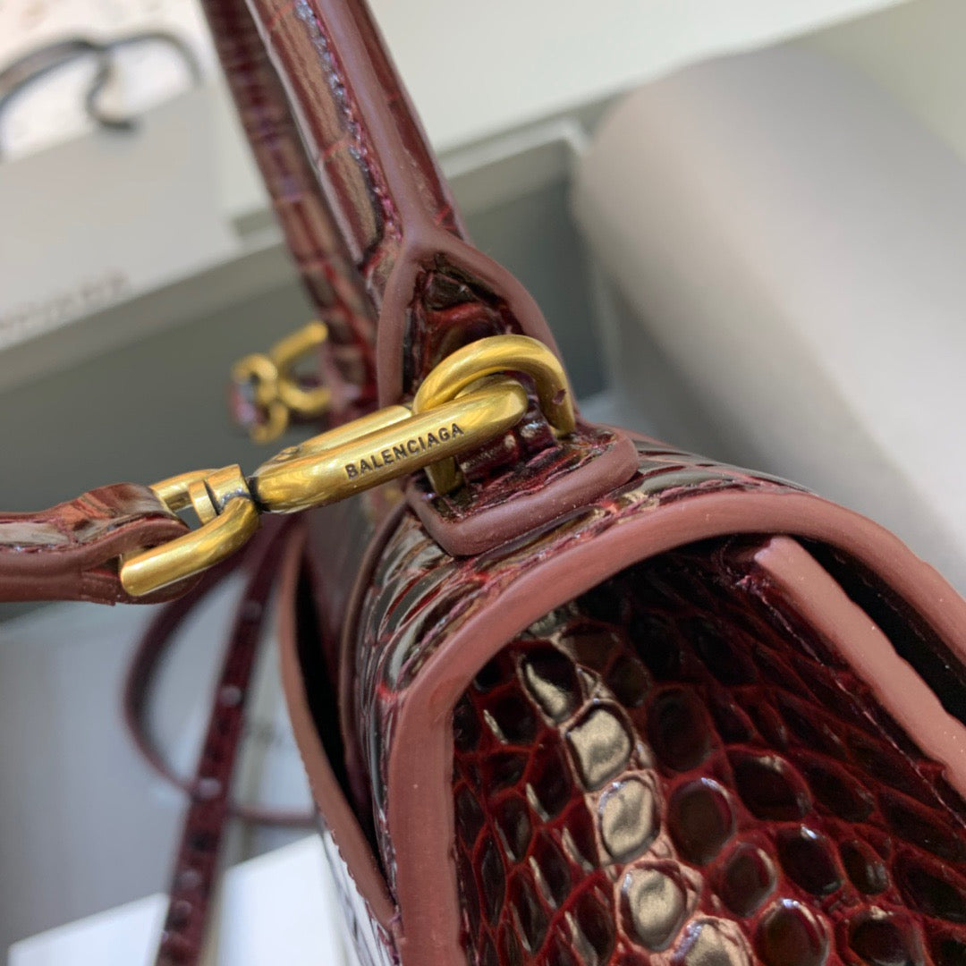 BLN-Ciaga Hourglass XS Handbag In Dark Red, For Women,  Bags 7.4in/19LO