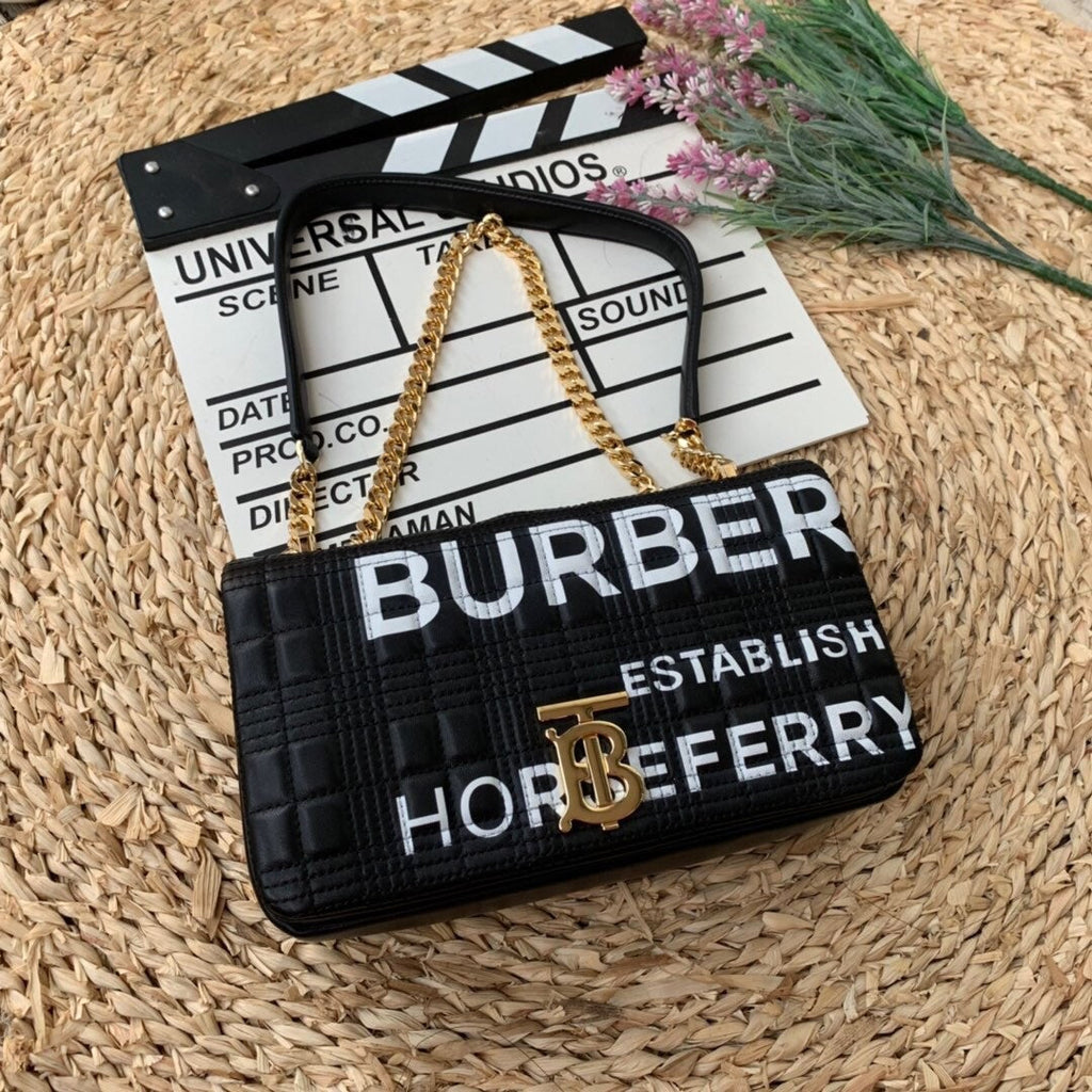B-Berry - BB  Horseferry Print Quilted Small Lola Bag Monogram Black For Women, Bags 9in/23LO