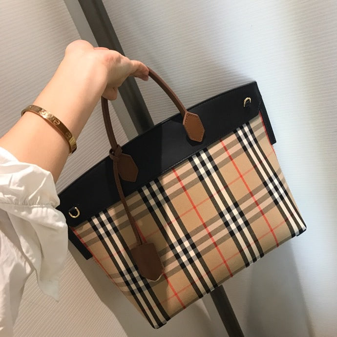 B-Berry - BB  Small  Check Society Top Handle Bag For Women, Bags 14.6in/37LO