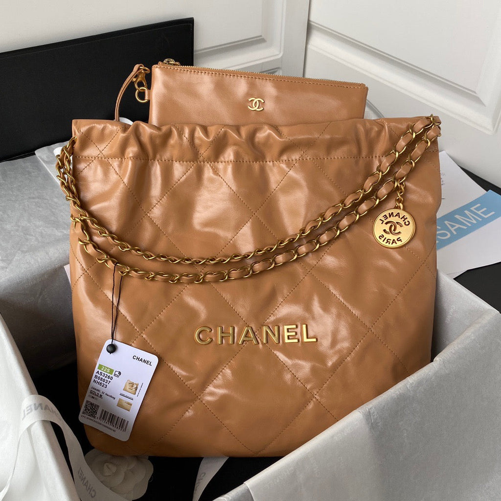 CHL -  22 Handbag Gold Hardware Shiny Camel For Women Handbags, Shoulder Bags 16.5in/38LO AS3261 B08037 NB356