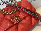 CHL -  19 Flap Bag Gold Hardware Red For Women Handbags, Shoulder Bags 10.2in/26LO AS1160 