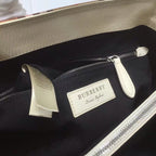 B-Berry - BB  House Check Derby Medium Banner Purse Tote White For Women, Women’s Bags 14in/35LO