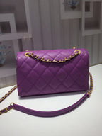 CHL - Front Logo Small Flap Bag Gold Hardware Purple For Women Handbags, Shoulder Bags 8.2in/21LO AS1490