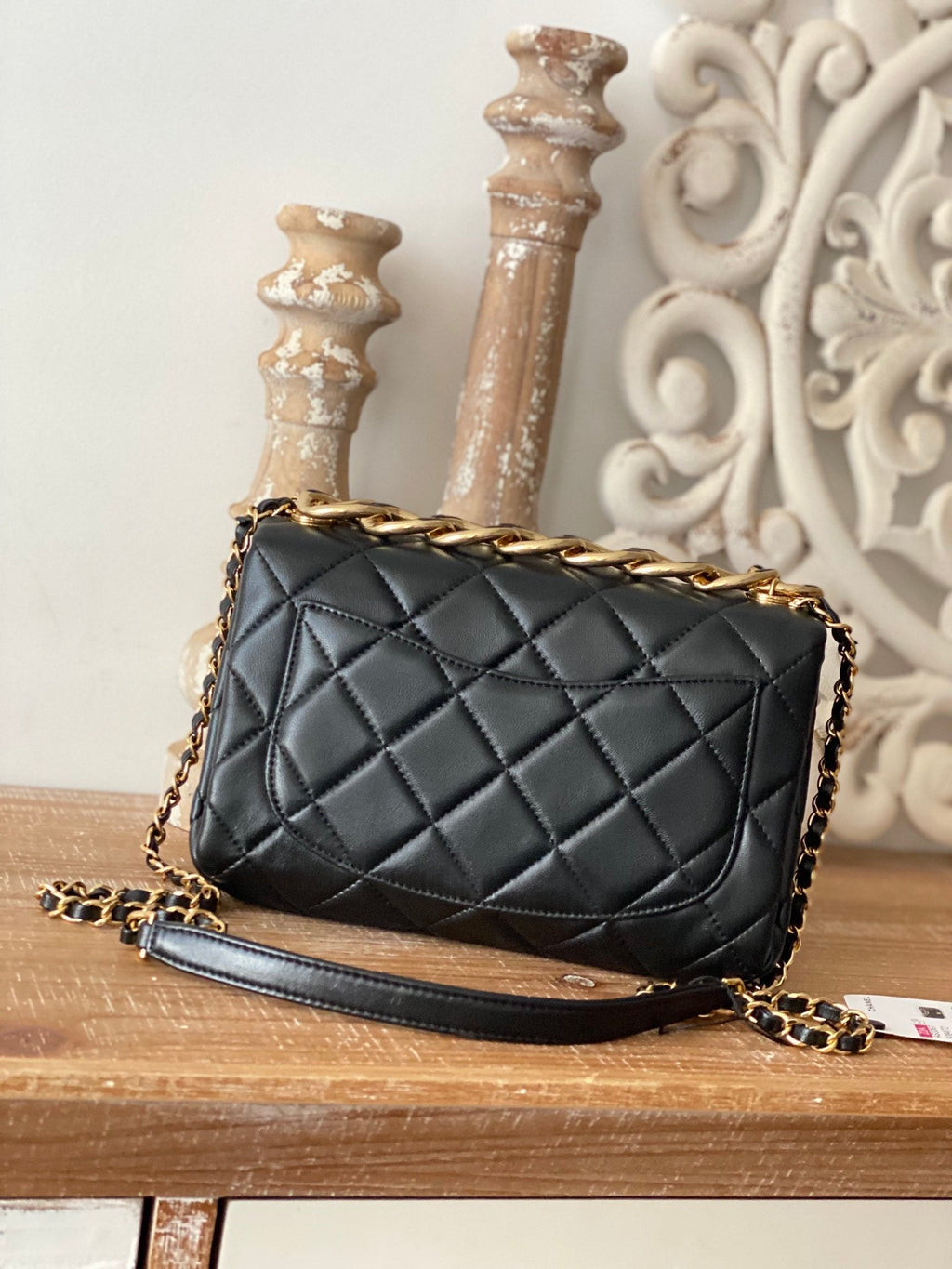 CHL - Large Flap Black Bag For Women 23LO/9in