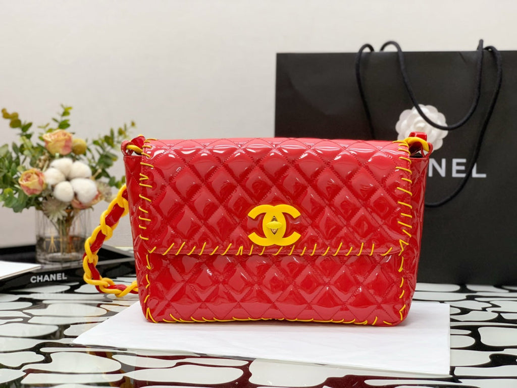 CHL - Vinyl Classic Red and Yellow Shoulder bag For Women 29LO/11.5in