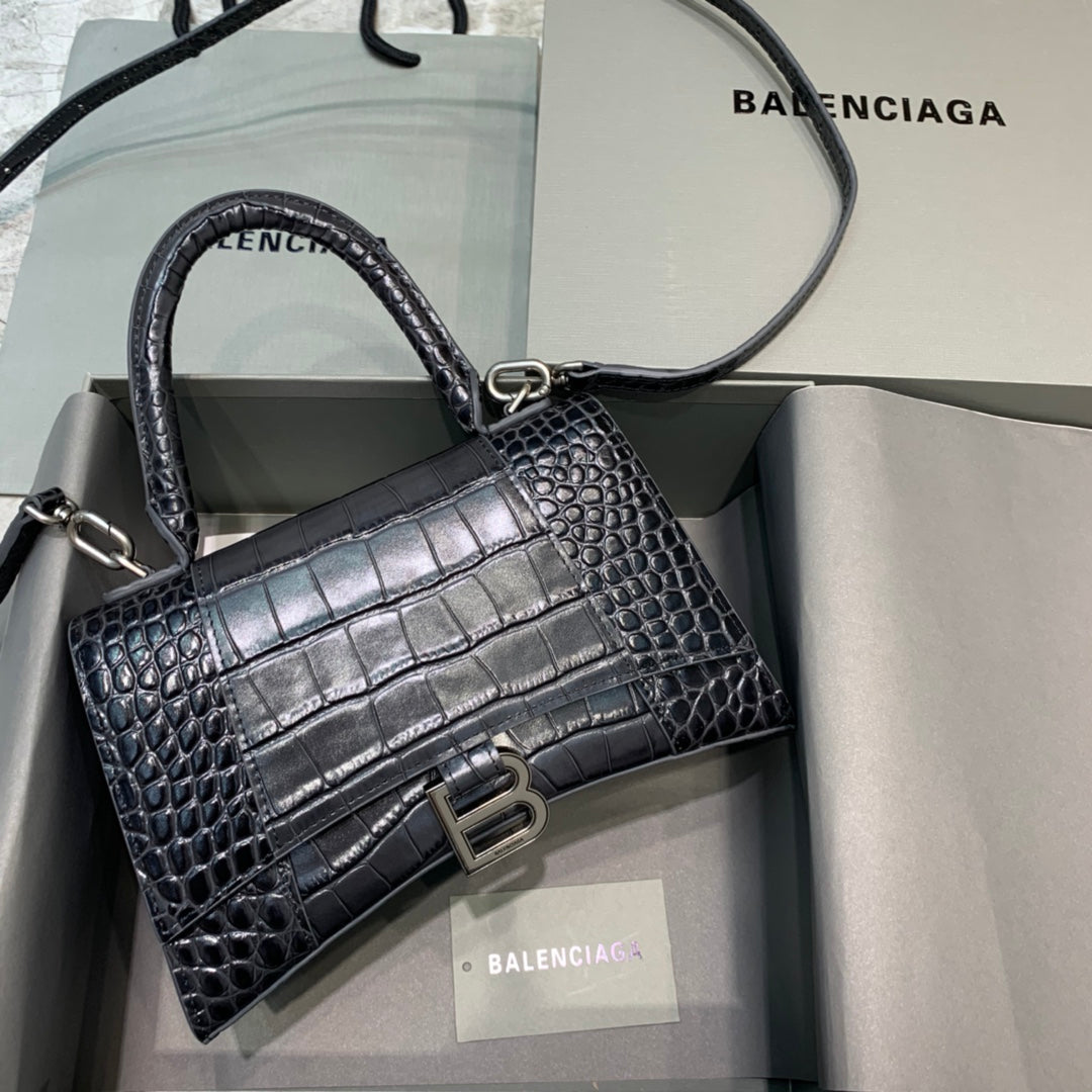 BLN-Ciaga Hourglass Small Handbag In Dark Grey, For Women,  Bags 9in/23LO 5935461LR6Y1309