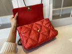 CHL -  19 Flap Bag Gold Hardware Red For Women Handbags, Shoulder Bags 10.2in/26LO AS1160 