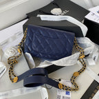 CHL - Small Flap Bag Gold Hardware Navy Blue For Women Handbags, Shoulder Bags 7.5in/19LO AP2840