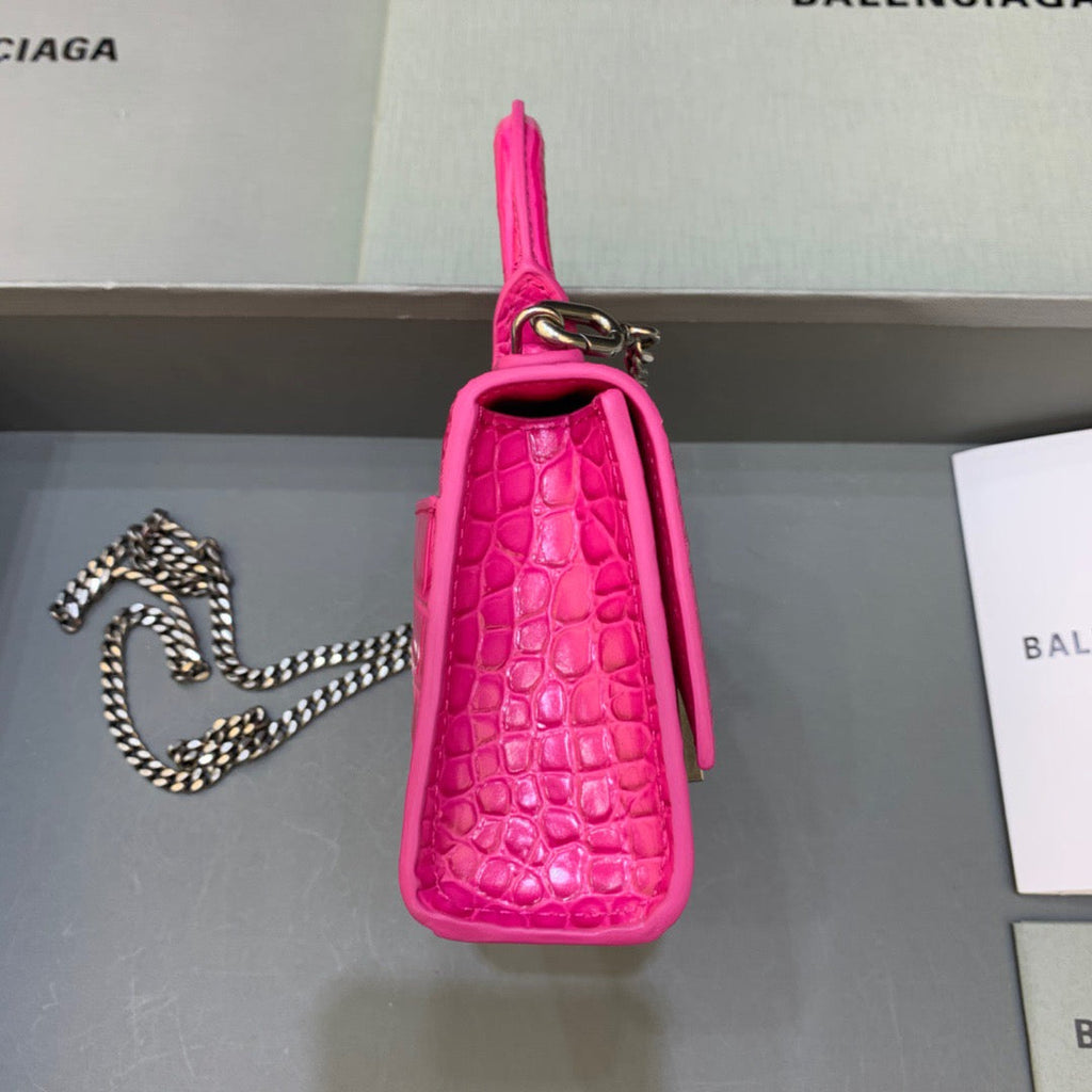 BLN-Ciaga Hourglass Mini Handbag With Chain In Dark Pink, For Women,  Bags 4.7in/12LO