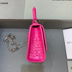 BLN-Ciaga Hourglass Mini Handbag With Chain In Dark Pink, For Women,  Bags 4.7in/12LO
