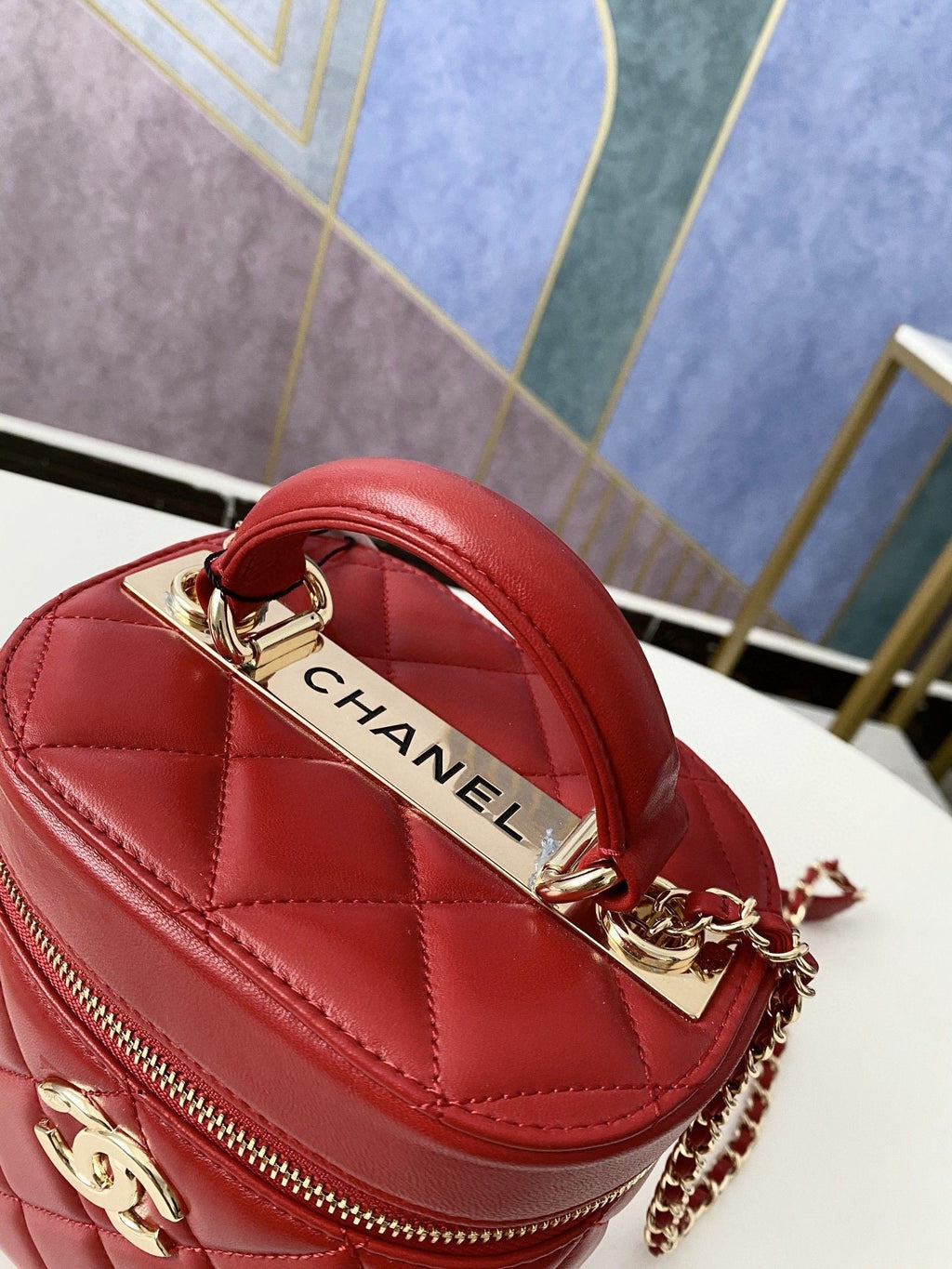CHL - Vanity Case Gold Hardware Burgundy For Women Handbags, Shoulder Bags 9.4in/24LO 