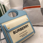 B-Berry - BB  Mini Two-tone Canvas And Pocket Bag Blue For Women, Bags 10.4in/26.5LO 80434931