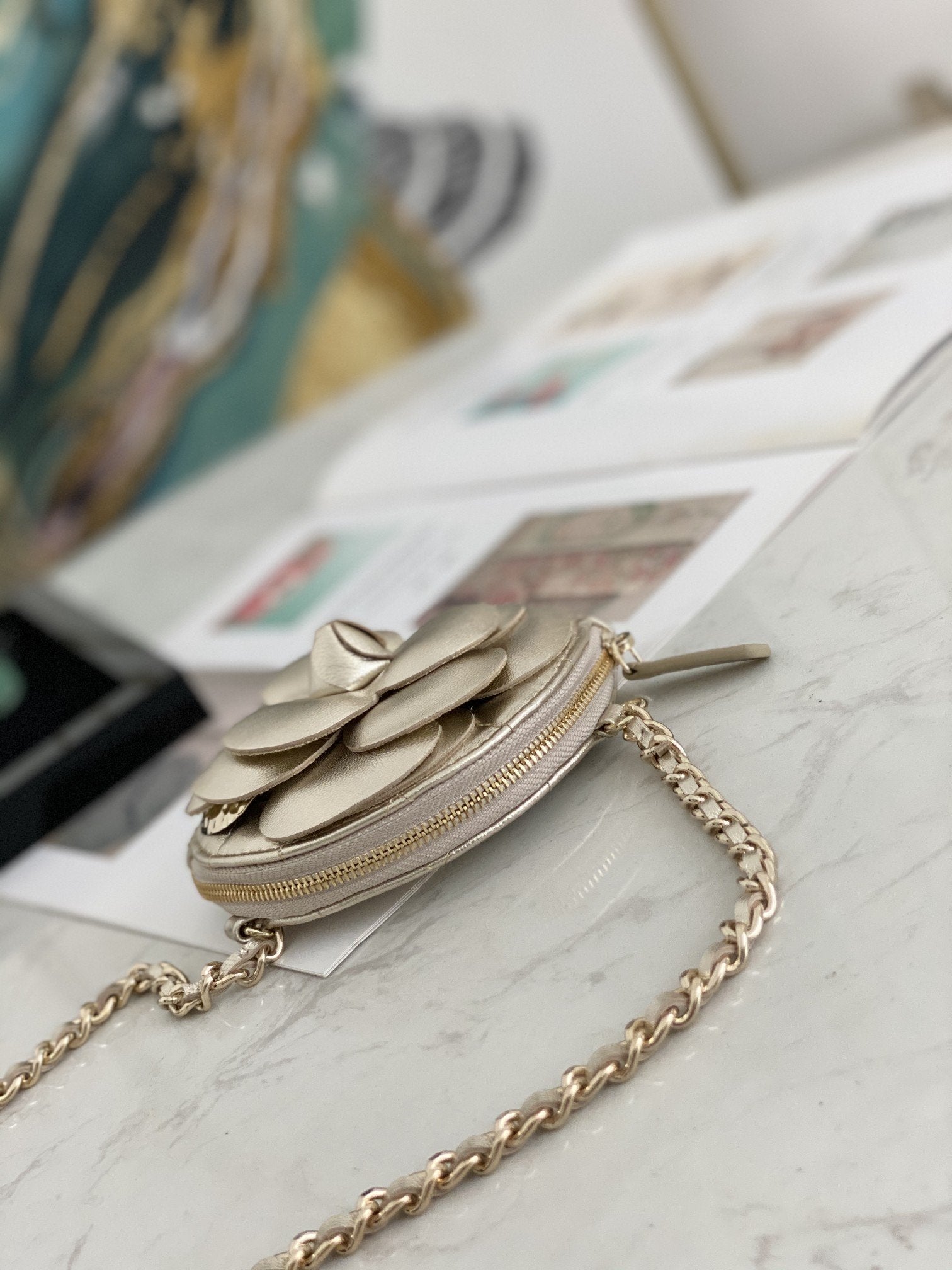 CHL -  Camellia Clutch With Chain Gold Bag For Women 11LO/4in