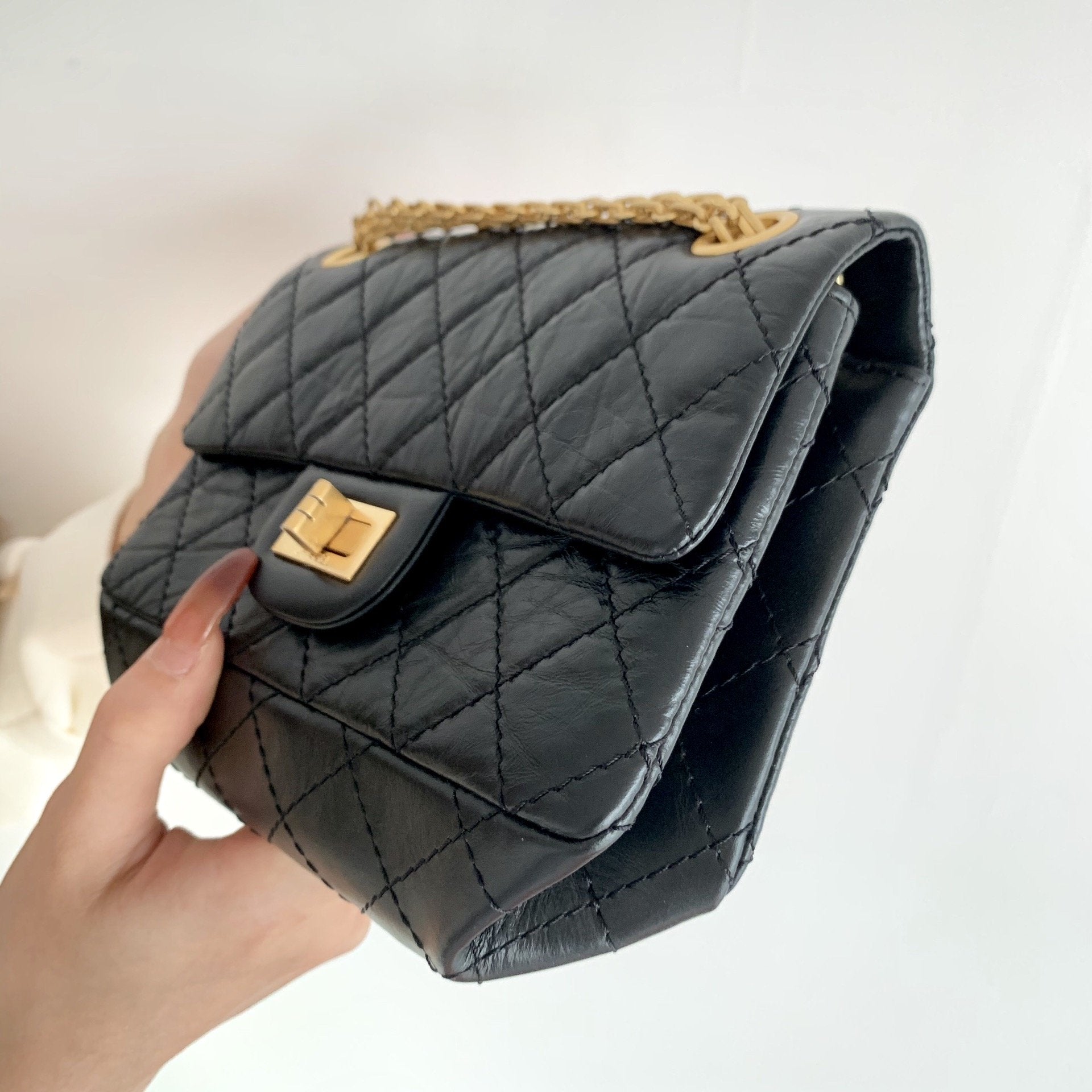 CHL - Mini 2.55 Handbag Black For Women Gold Toned Hardware 7.8in/20LO AS0874 Y04634 94305