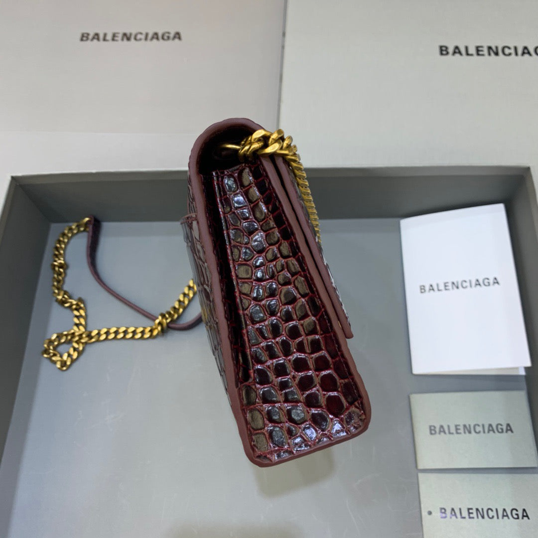 BLN-Ciaga Hourglass Wallet On Chain in Dark Red, For Women,  Bags 9in/23LO