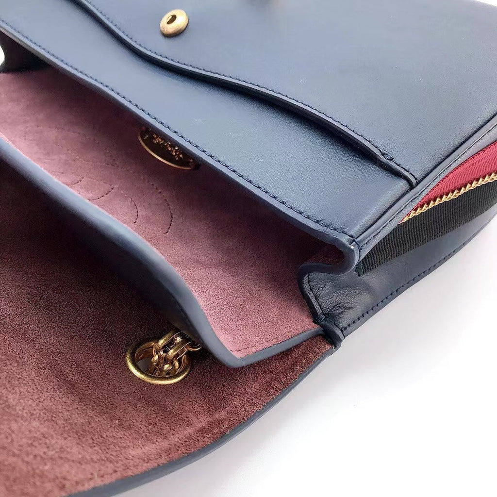 CHL - Maroon Medallion Nude Reissue 2.55 Classic 225 Flap Navy Blue Bag For Women 24LO/9.4in