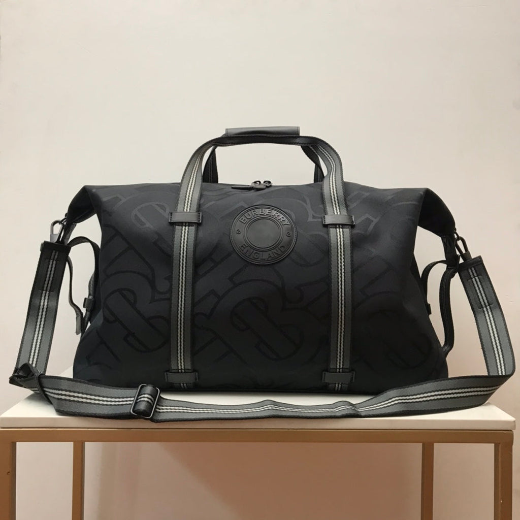 B-Berry - BB  Monogram Recycled Polyester Jacquard Holdall Black For Men, Bags 19.7in/50LO