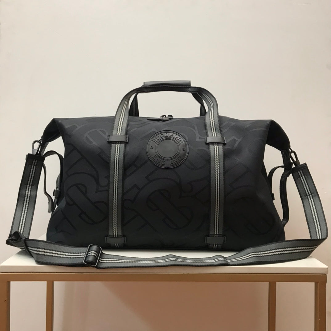 B-Berry - BB  Monogram Recycled Polyester Jacquard Holdall Black For Men, Bags 19.7in/50LO