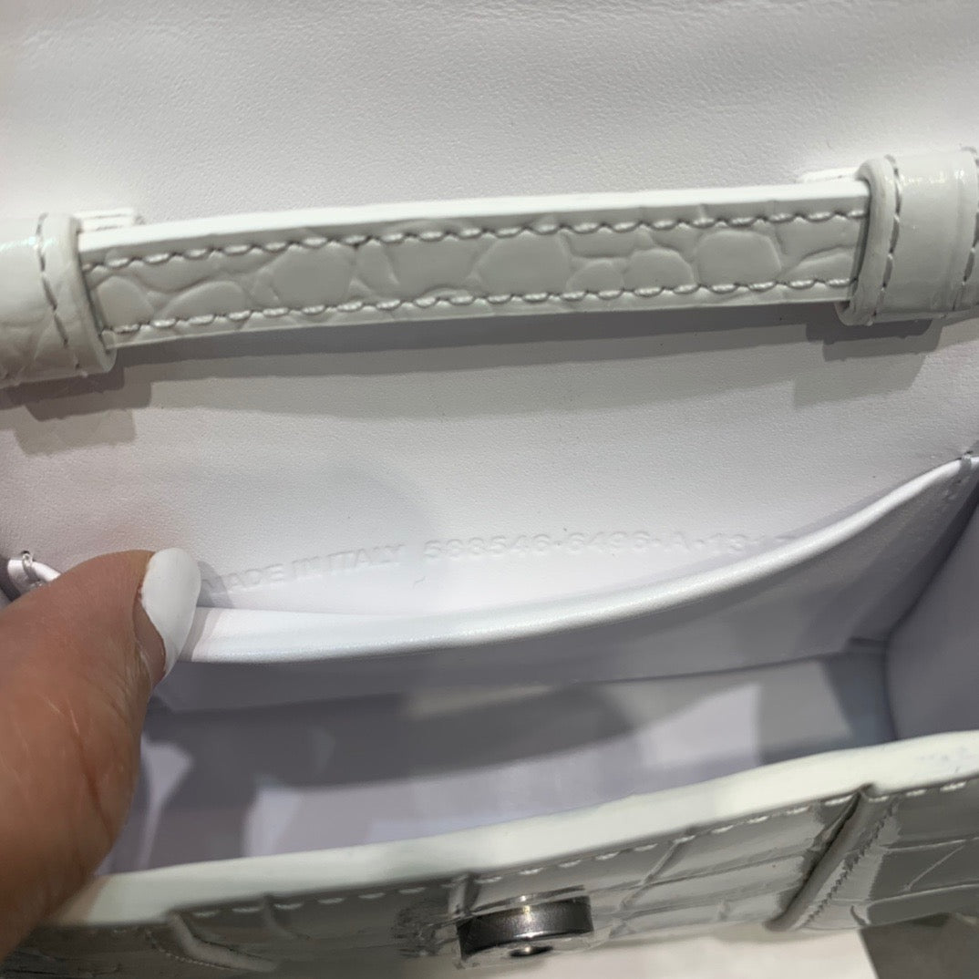 BLN-Ciaga Hourglass Mini Handbag In White, For Women,  Bags 4.7in/12LO 6373721LR6Y9016