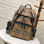 B-Berry - BB  Medium Rucksack In  Check Cotton Canvas-Sandy For Women, Bags 13in/33LO