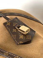 LV Express MM Bag 36cm Beige Suede Monogram Canvas GHW