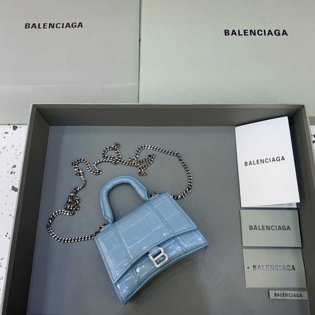 BLN-Ciaga Hourglass Mini Handbag With Chain In Blue, For Women,  Bags 4.7in/12LO