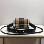 B-Berry - BB  Small Bridle House Check And Buckle Crossbody Black For Women, Bags 7.8in/20LO