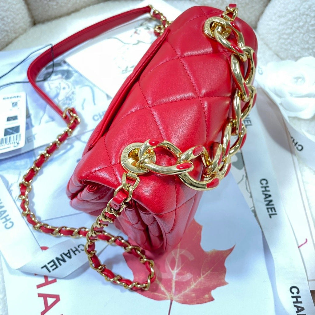 CHL - Mini Flap Bag Gold Hardware Red For Women Handbags, Shoulder Bags 6.7in/17LO AS3365