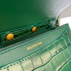BLN-Ciaga Croc Embossed Patent B Bag With Chain In Green, For Women,  Bags 7.9in/20LO