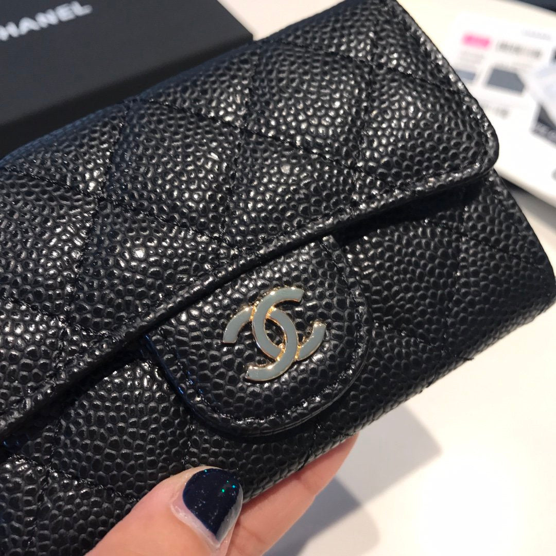CHL -  Classic Card Holder Gold Toned Hardware Black For Women Wallet 4.5in/11.5LO