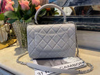 CHL -  Classic Flap Bag Gold Toned Hardware Grey 9.8in/25LO