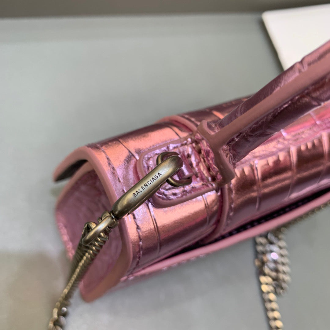 BLN-Ciaga Hourglass Mini Handbag With Chain In Light Pink, For Women,  Bags 4.7in/12LO