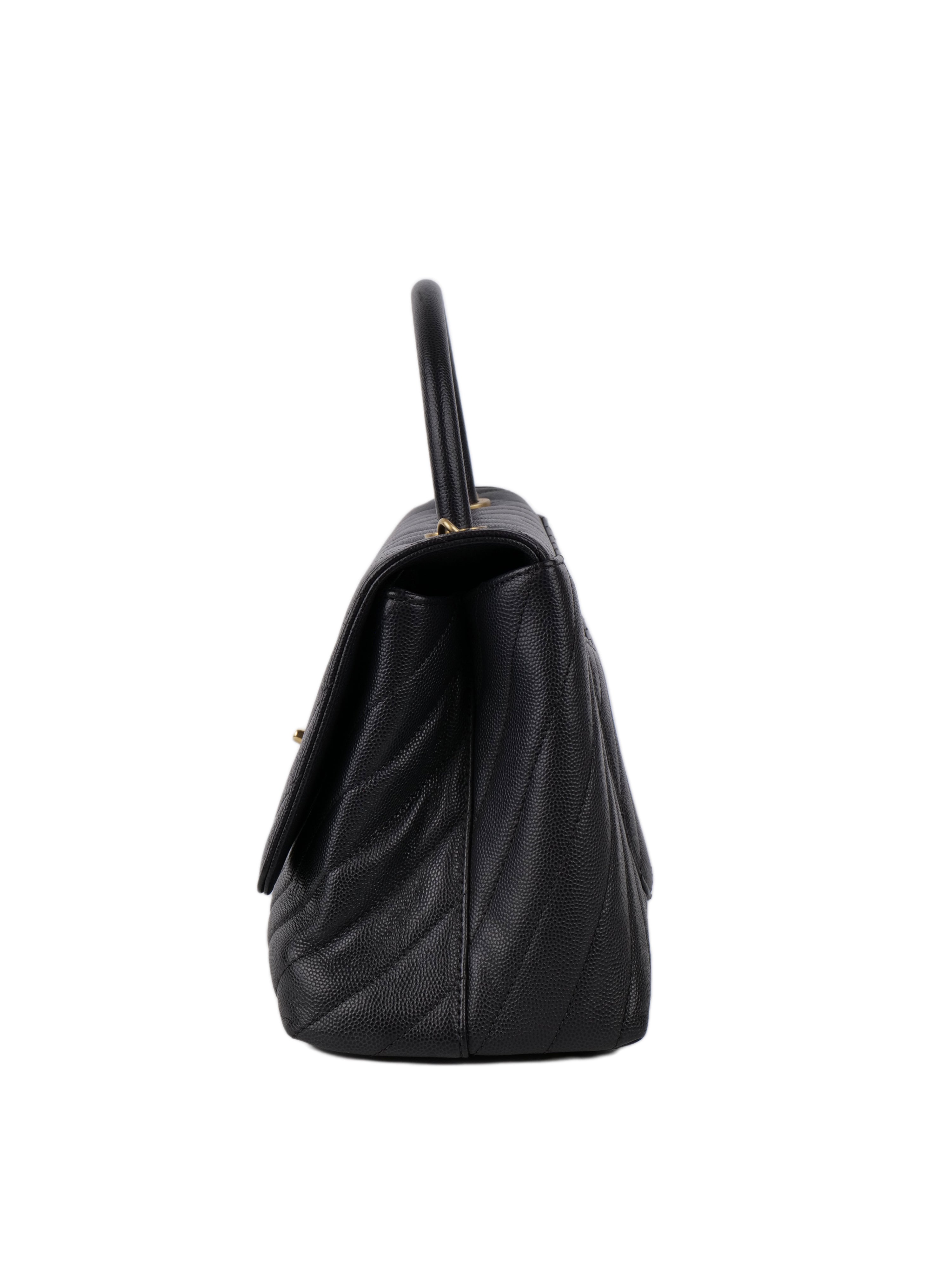 CHNL -  Medium Dark Grey Coco Handle GHW.