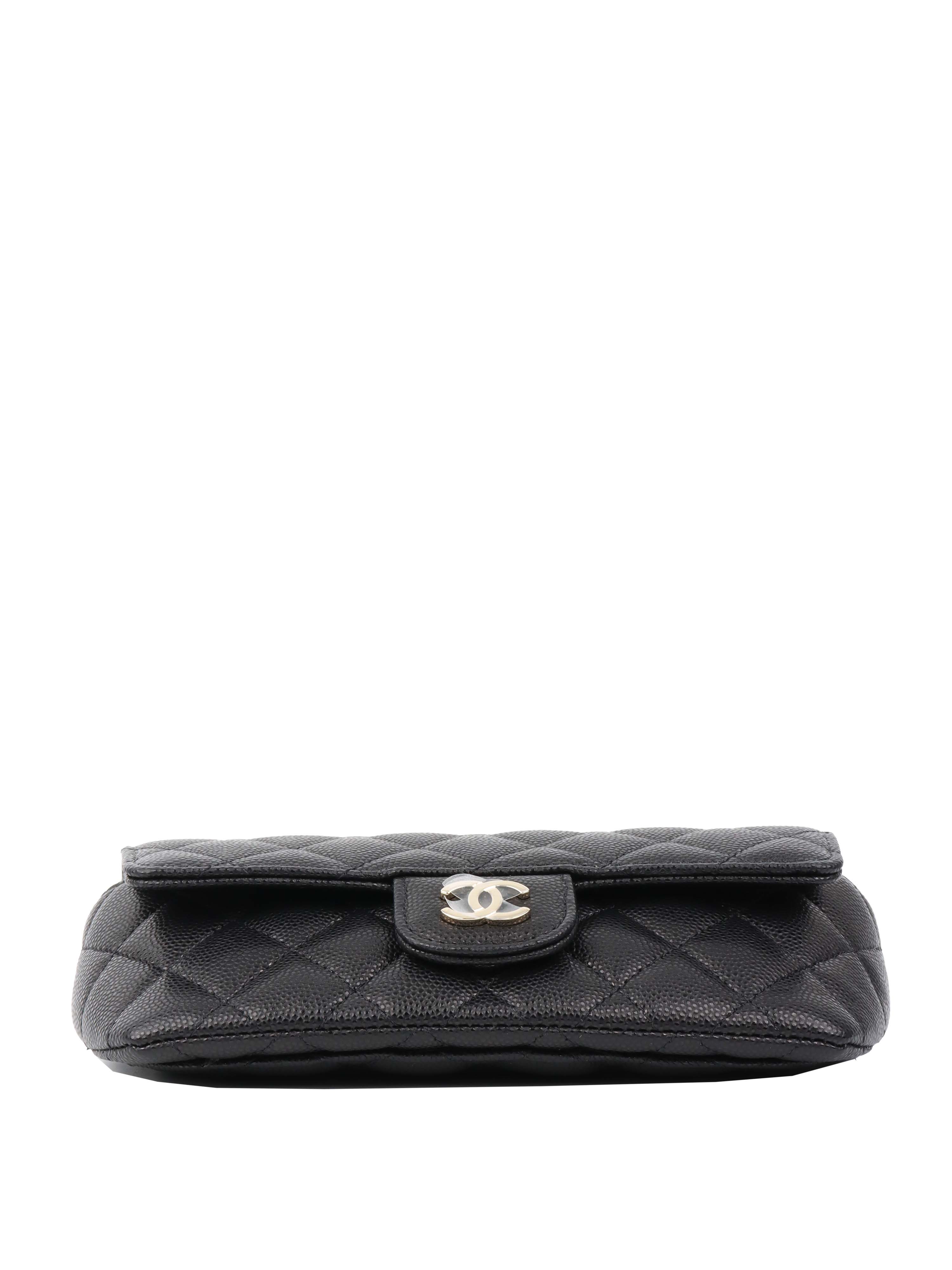 CHNL -  Black Caviar Glasses Case Chain Bag.