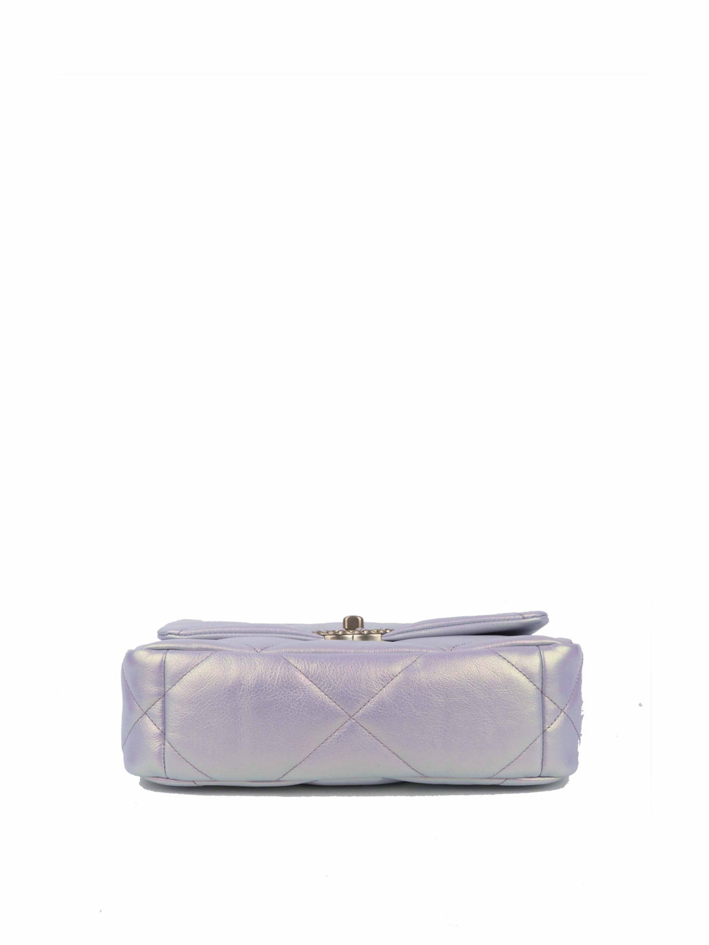 CHNL -  22P Iridescent Light Purple Calfskin Quilted Small 19 Bag.