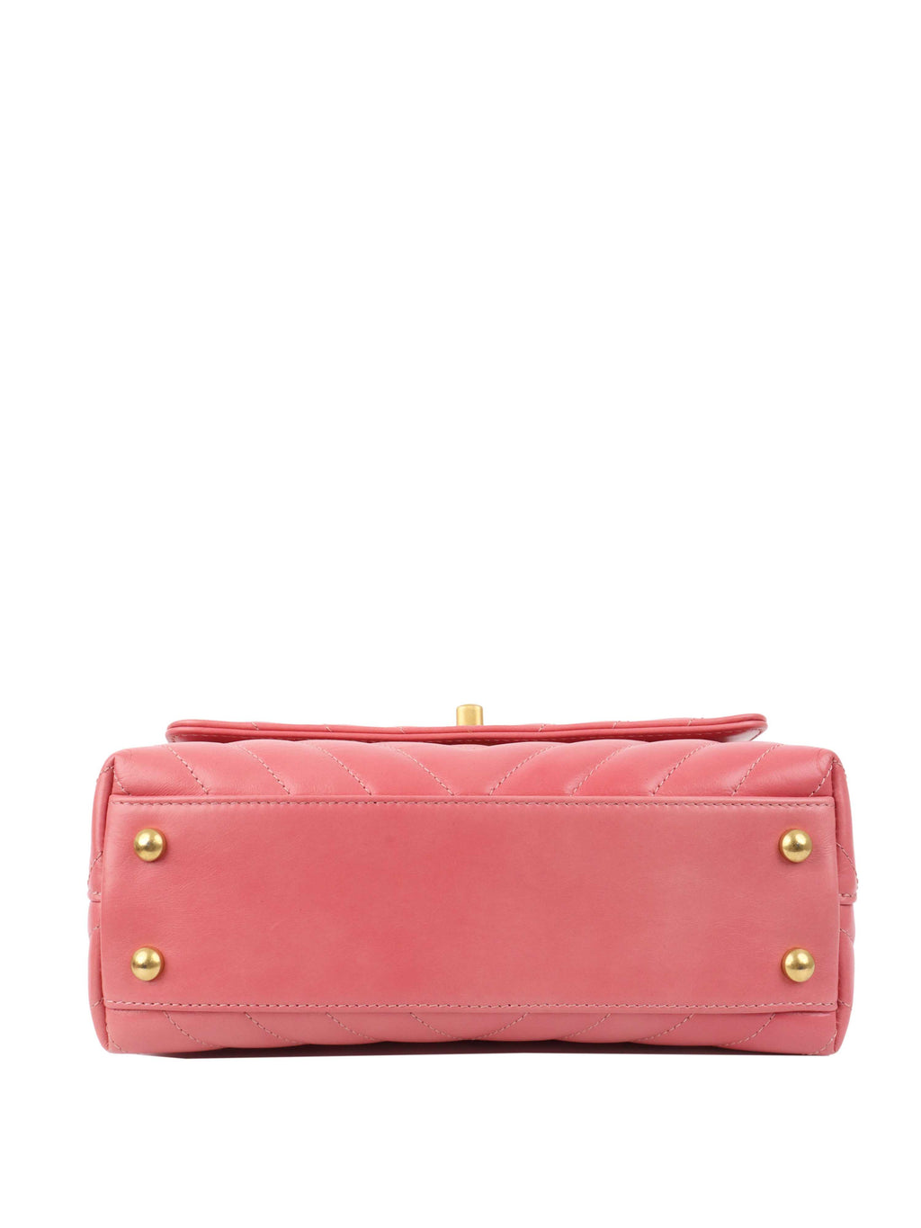 CHNL -  Small Pink Chevron Coco Handle Bag.