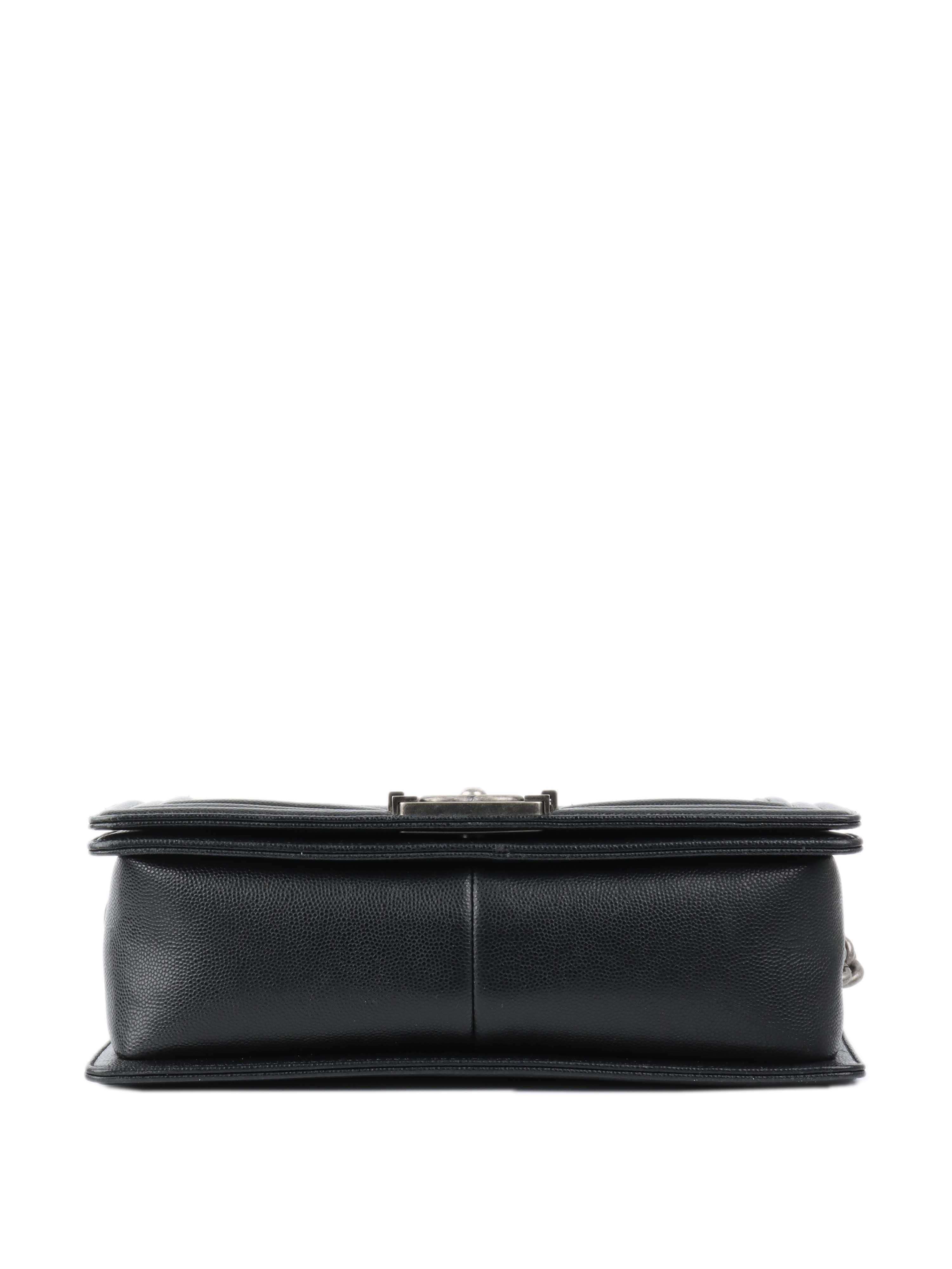 CHNL -  Medium Black Chevron Boy Bag.