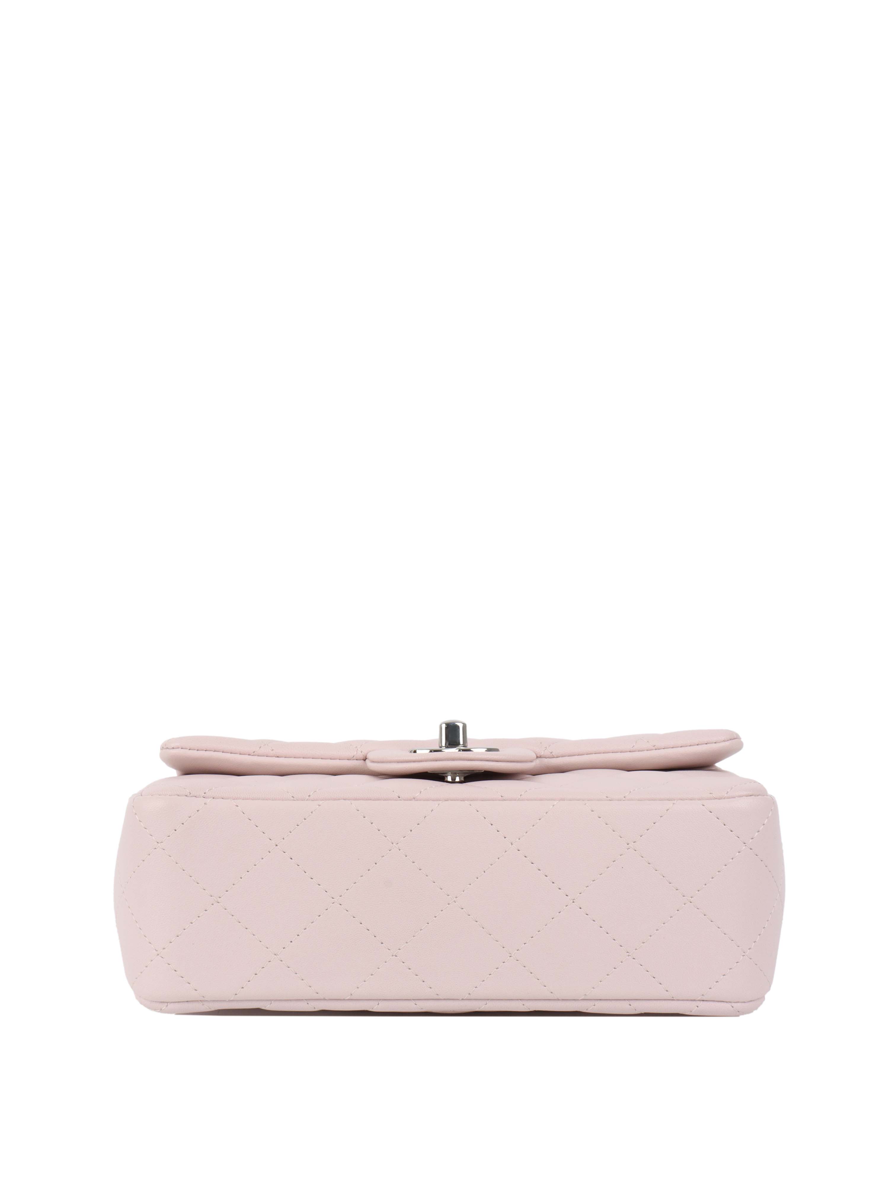 CHNL -  Light Pink Mini Rectangular Classic Flap SHW.