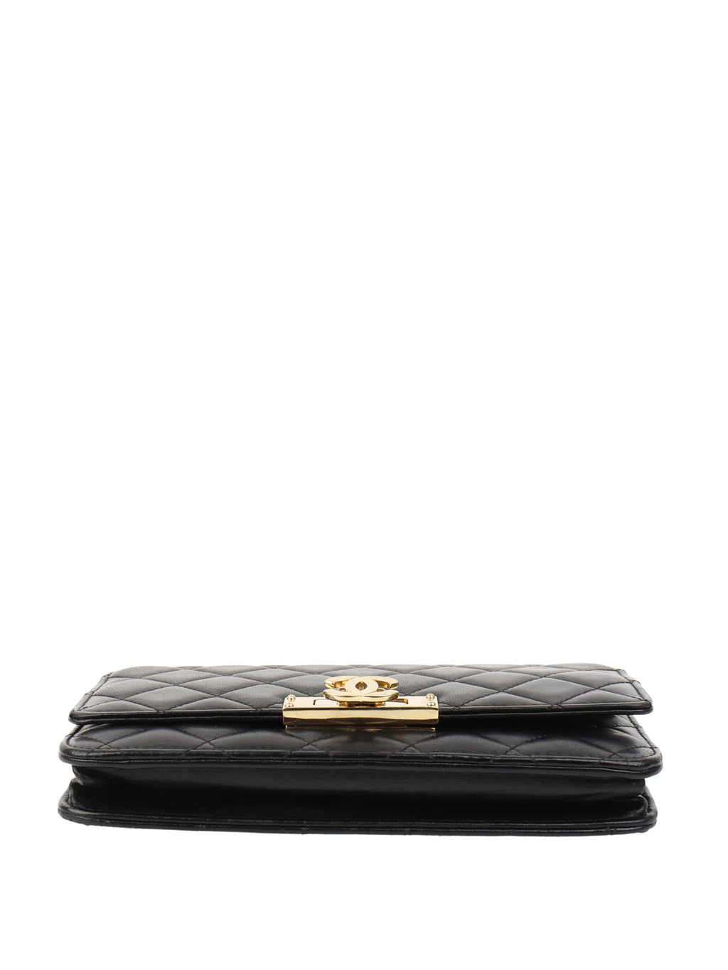 CHNL -  Black Buckled Lambskin Wallet on Chain.